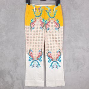 Taka Pants Womens S Paisley Pull On Artsy Boho Zipper Straight Leg Pockets Y2K